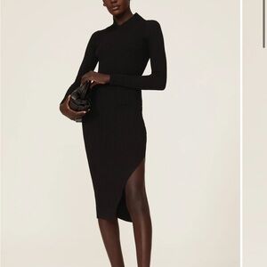 All Saints Black Ribbed Midi Dress